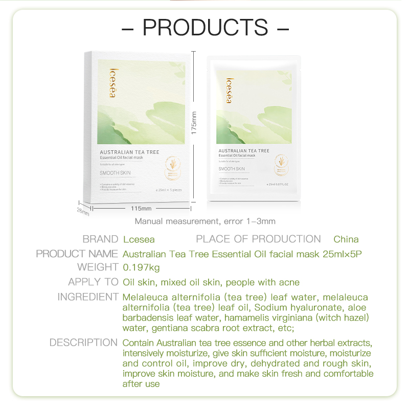 Face Mask Skin Care | Tea Tree Face Masks Facial Sheet Mask with Tea Tree Oil