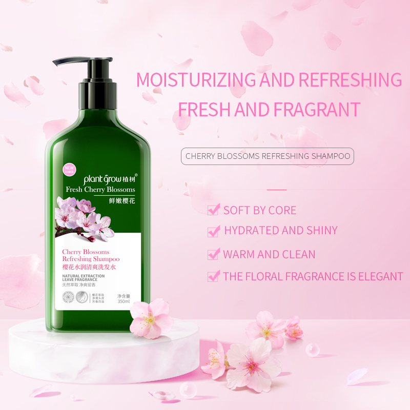 plant grow cherry blossom hydrating refreshing shampoo for Dry hair, Softens and moisturizes hair, Hair Care for Women and Men