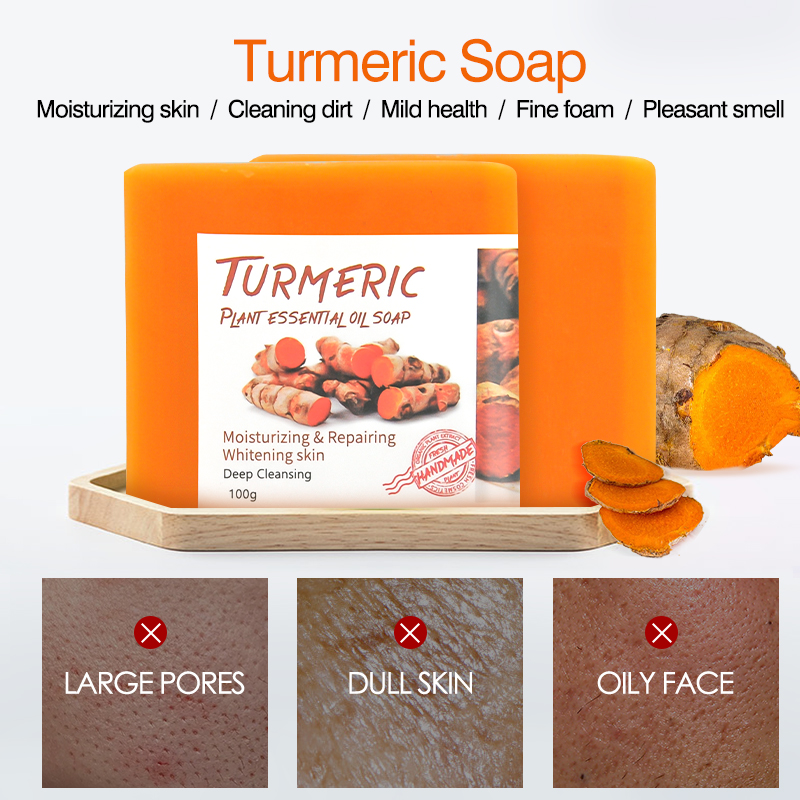 Handmade Greenlem Turmeric Essential Oil Soap for women and man(pic2)