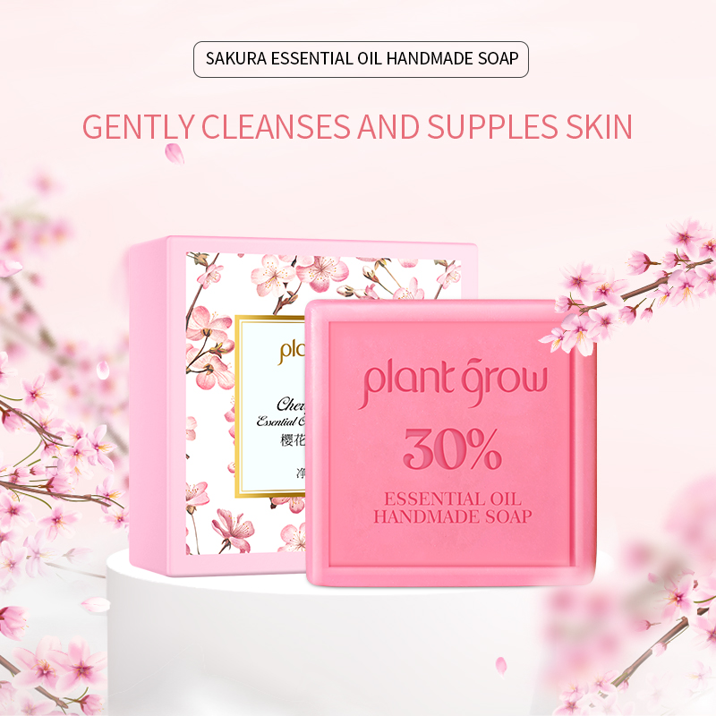 plant cherry blossom essential oil handmade soap Tightening whitening moisturizing cleansing soap 100g