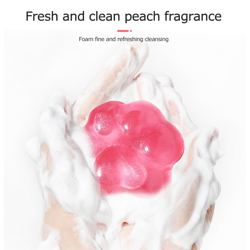 Handmade soap with cat paw shape Facial cleansing Peach fragrance 85g(pic5)