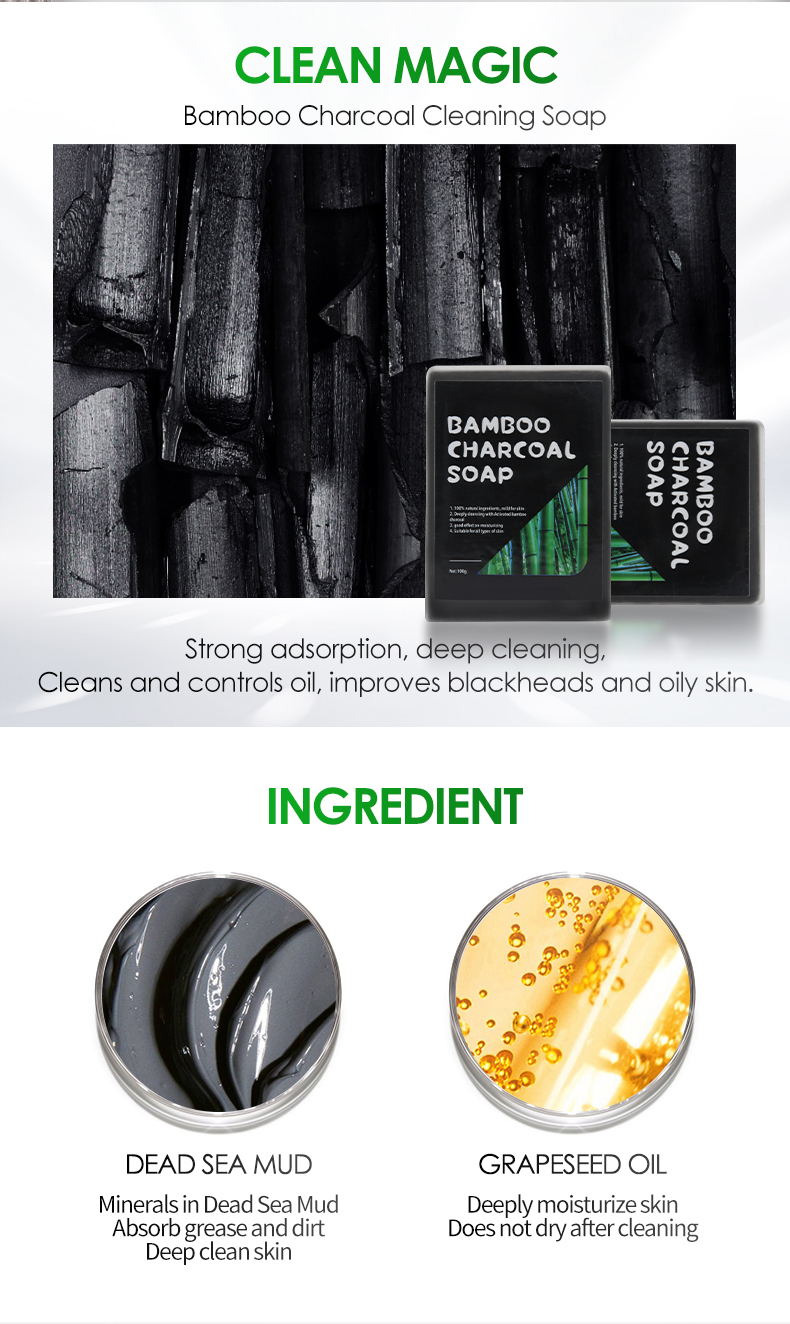 Bamboo Charcoal Soap Black Charcoal Body Cleanser Soap(pic8)