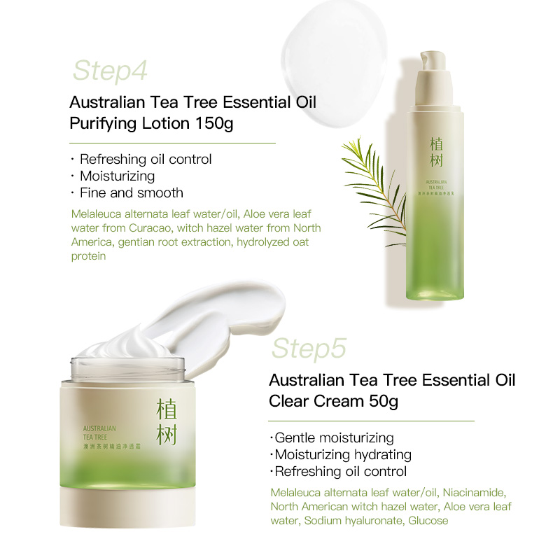 plant grow plant tree Australia tea tree essential oil skin care (single five-piece set) to maintain skin elasticity,  Improve the skin with acne, Locks in moisture for Men and Women