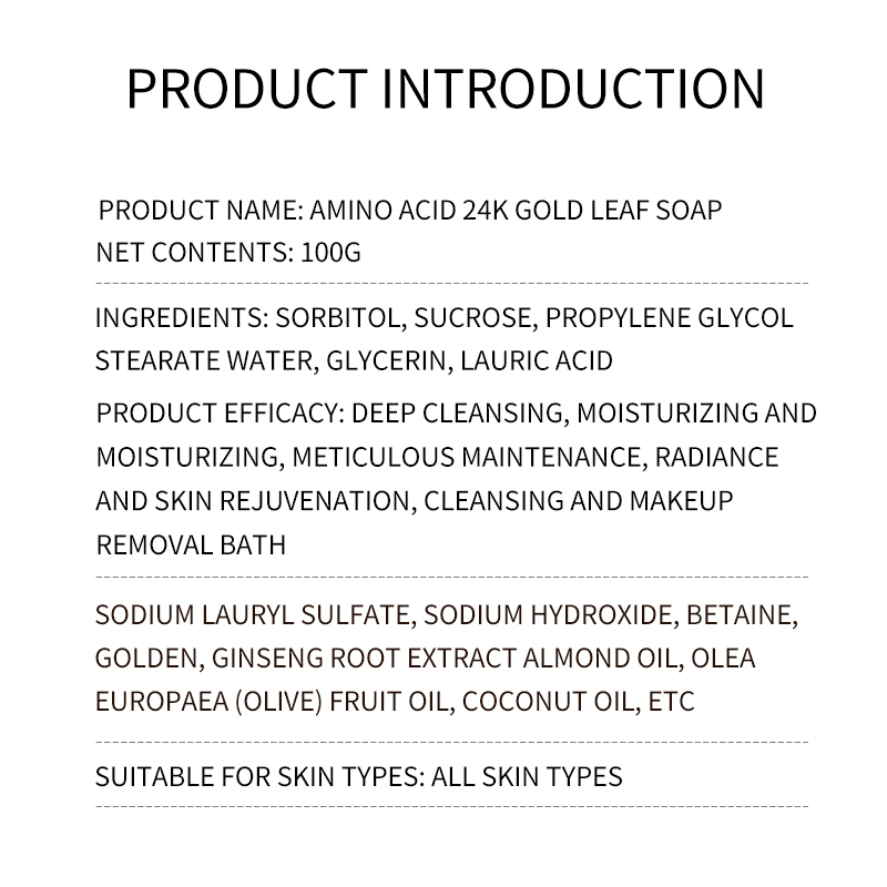 Amino Acid 24K Gold Leaf Soap for body cleansing(pic6)