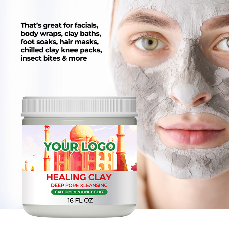 Cleansing Mud Mask With Indian Healing Clay For Pore Cleansing For Face Hair Feet Body(pic2)