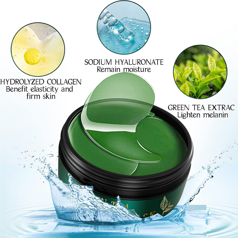 Private Label Refreshing Green Tea Collagen Hydrating Eye Patch to Remove dark Circles and Relieve fatigue