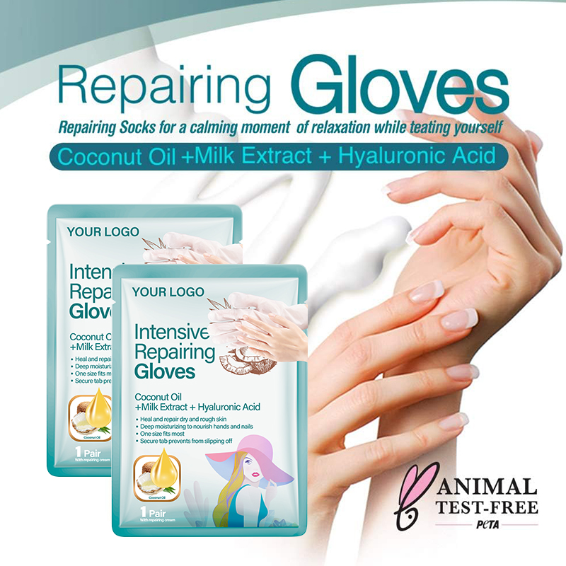 6-Pieces Deep Moisturizing Gloves for Dry and Chapped Hands, Rich In Coconut Oil And Milk Extract Deep Repair Hand Mask