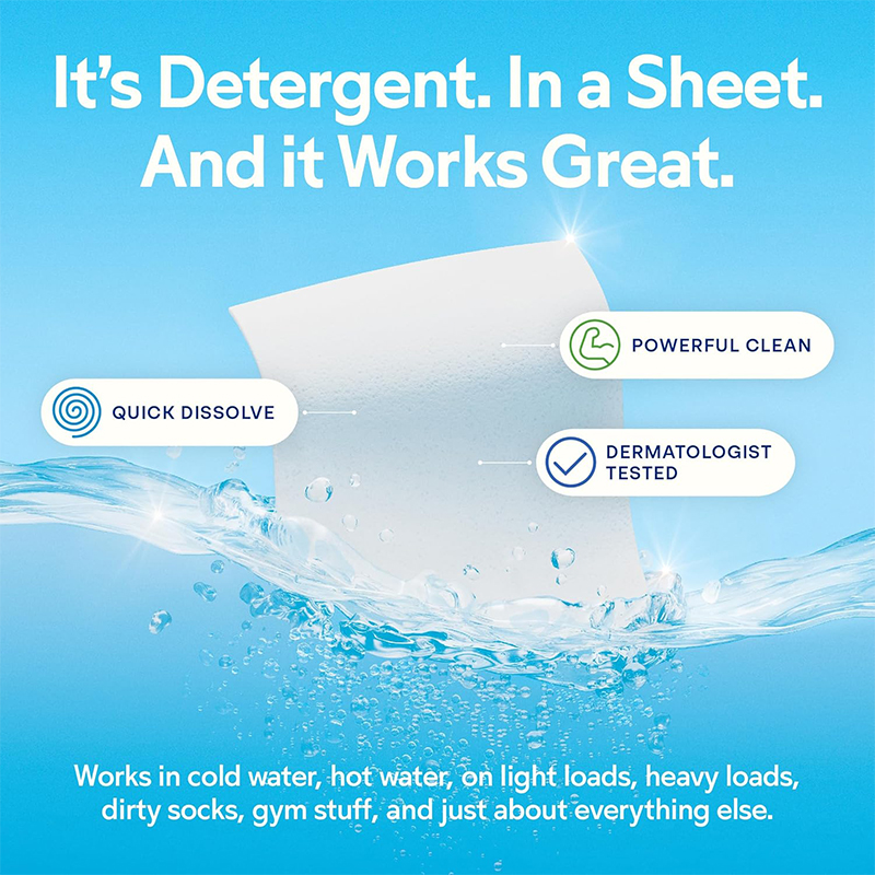 Eco-Friendly Concentrated Laundry Detergent Sheets