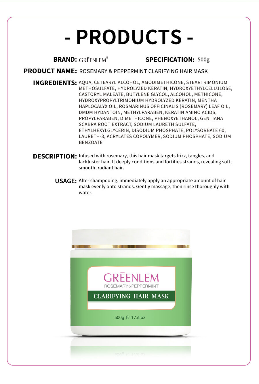 GreenLem ROSEMARY&PEPPERMINT CLARIFYING HAIR MASK(pic6)