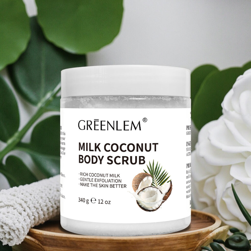 Milk & Coconut Body Scrub Exfoliant With Moisturizing Formula for Rough Skin Knees Elbows Daily Skincare(pic2)