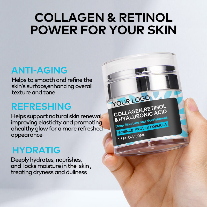 Customized Korean Beauty Retinol Hyaluronic Acid Collagen Firming Skin Cream to Prevent Fine Lines for Glowing Skin(pic5) Customized Korean Beauty Retinol Hyaluronic Acid Collagen Firming Skin Cream to Prevent Fine Lines for Glowing Skin(pic5)