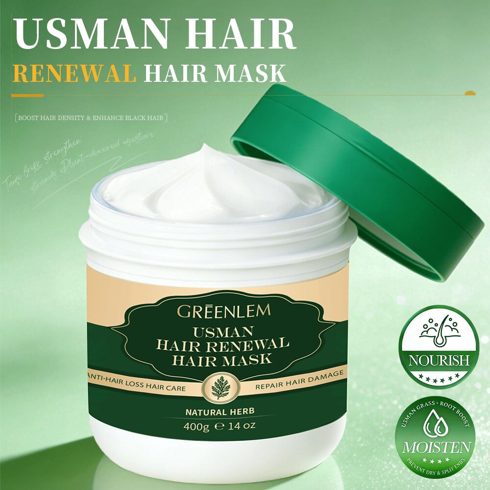 2026 New GreenLem Usman Grass Herbal Hair Mask Organic Repair Smoothing Concentrated Formula Nourishing Moisturizing for Dry(pic1)