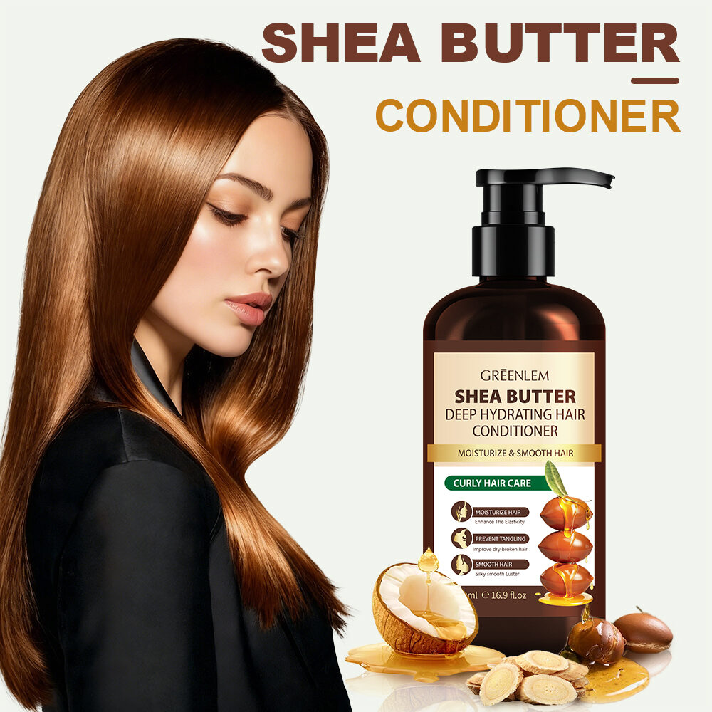 GreenLem Shea Butter Oil Cream Shampoo Organic Strengthening Nourishing Refreshing Shampoo Natural for Curly Hair(pic1)