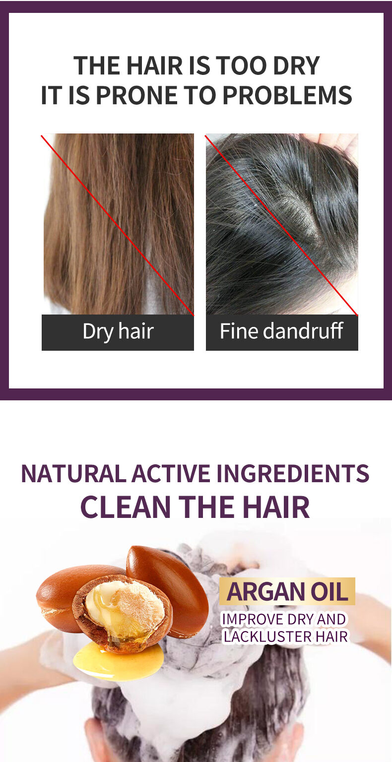 Private Label Organic Argan Hair Shampoo Growth Smoothing Straightening Anti-Breakage/Split Ends Sulfate Free Curly(pic2)