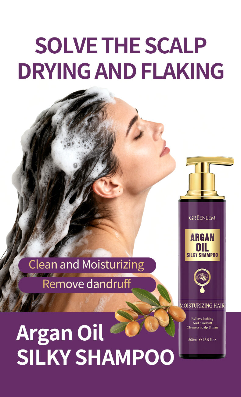 Private Label Organic Argan Hair Shampoo Growth Smoothing Straightening Anti-Breakage/Split Ends Sulfate Free Curly(pic1)