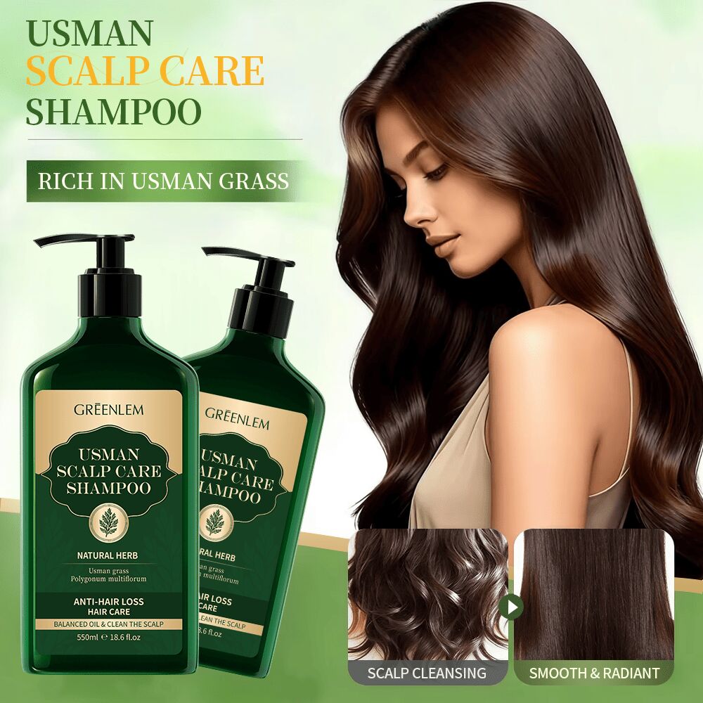 GreenLem Nourishing Herbal Hair Growth Shampoo Anti-Frizz for Usman Grass Strengthening Repair Damaged Hair Concentrated(pic1)