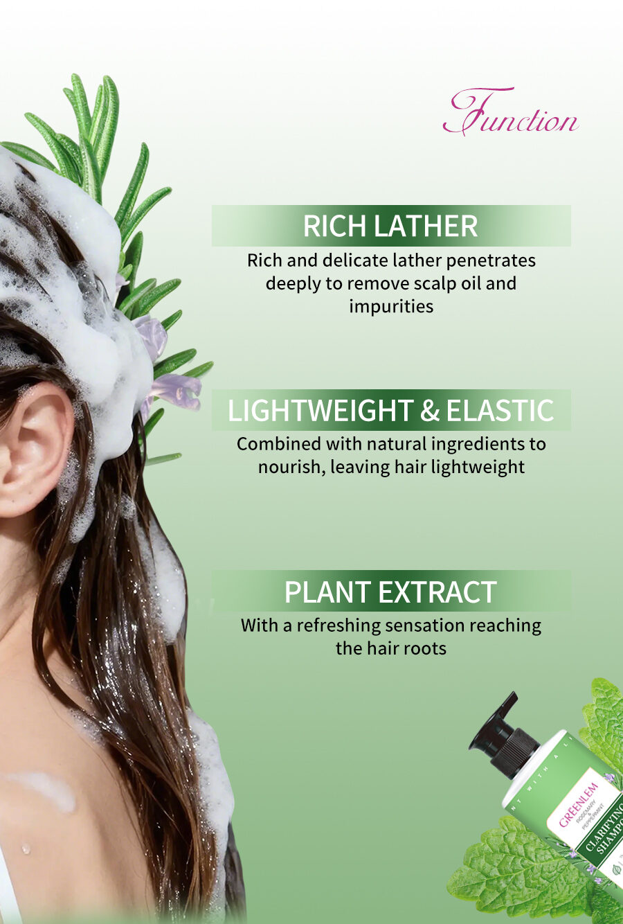 Greenlem Rosemary Mint Shampoo with Botanical Ingredients, Invigorating & Refreshing Scalp Care for Healthy Hair(pic3)