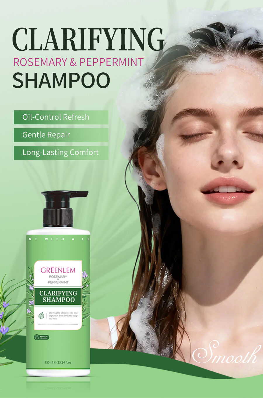 Greenlem Rosemary Mint Shampoo with Botanical Ingredients, Invigorating & Refreshing Scalp Care for Healthy Hair(pic1)