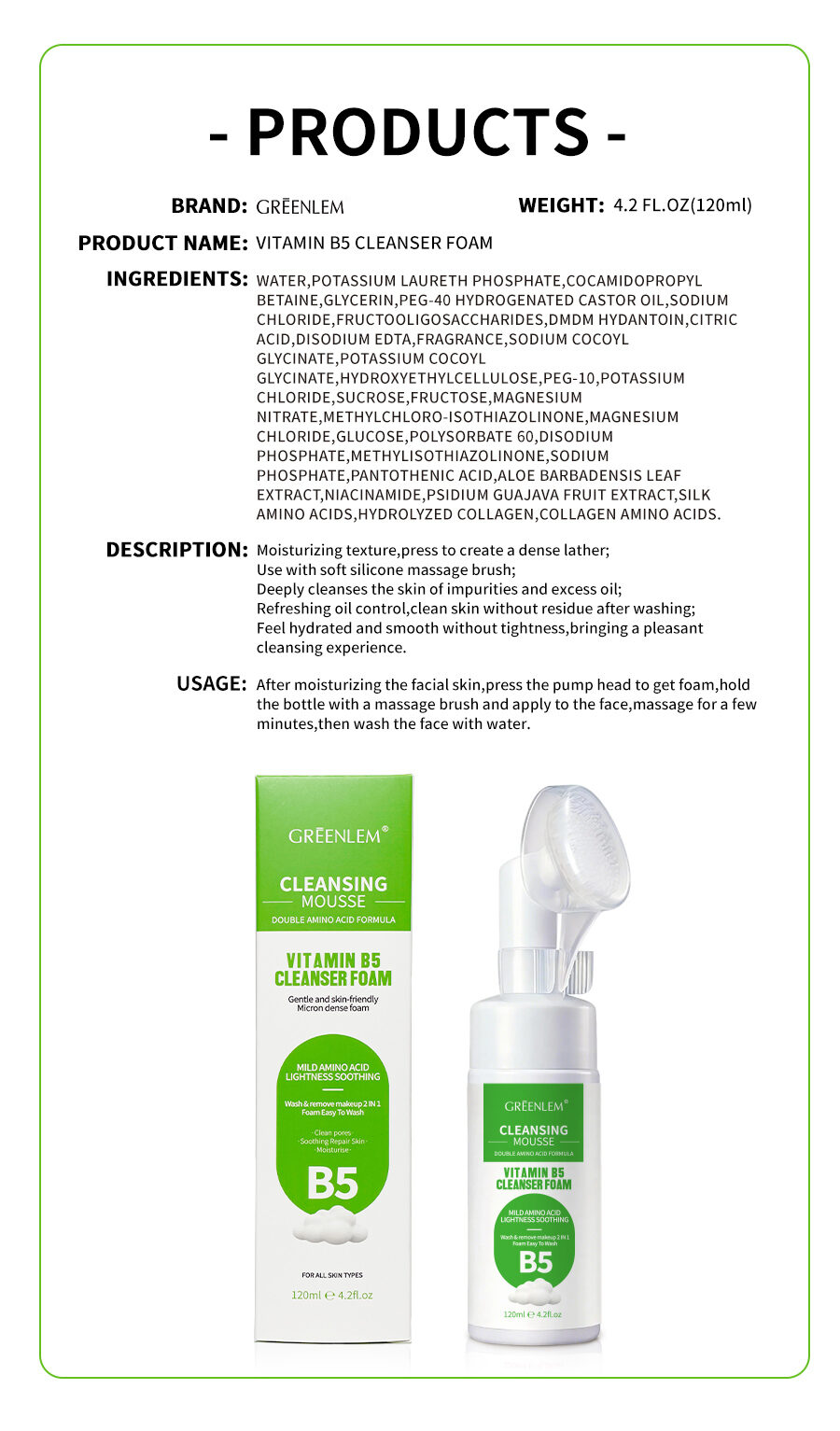 GreenLem VITAMIN B5 CLEANSER FOAM(pic5)