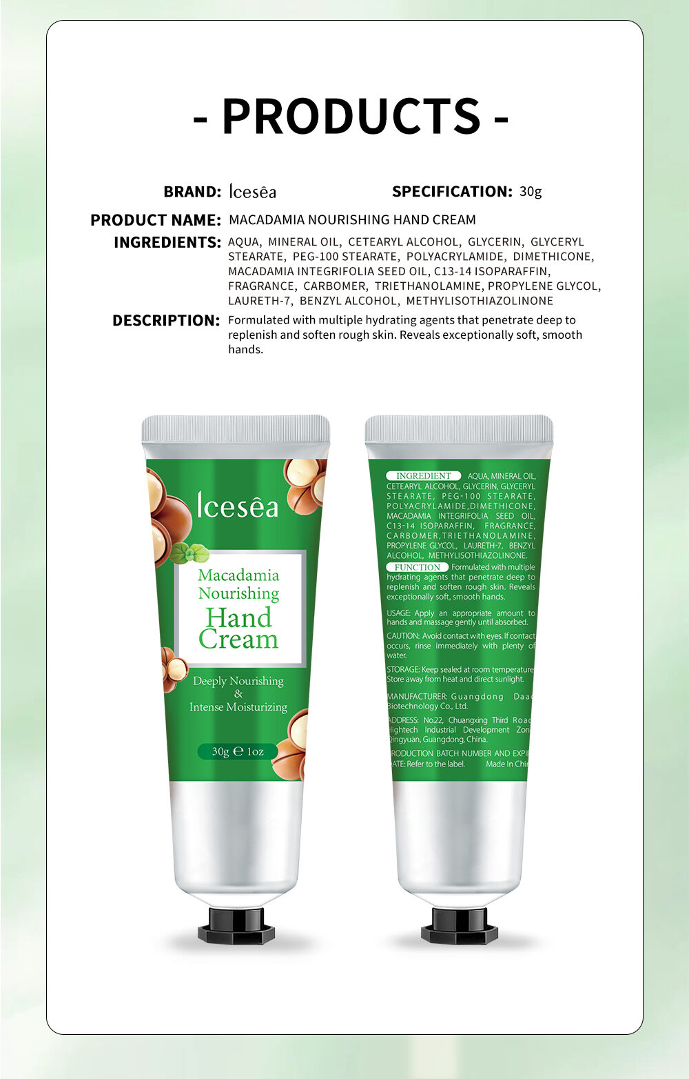 Icesea Macadamia Nut Hand Cream-Deeply Nourishing & Repairing Moisturizer for Dry/Cracked Hands Travel Size(pic5)