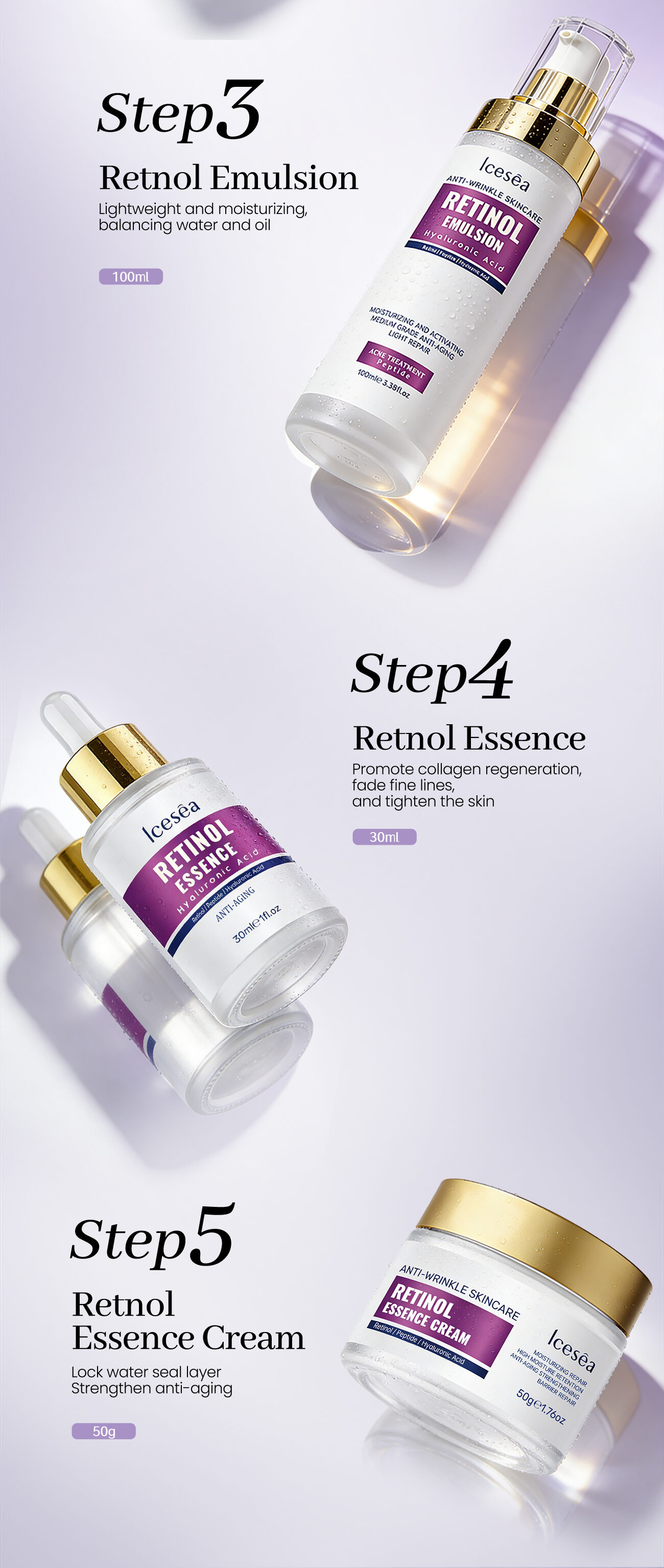 Customizable Set or Individual Items: Retinol & Peptide Kit Targeted Collagen Replenishment to Help Delay Signs of Aging(pic5)