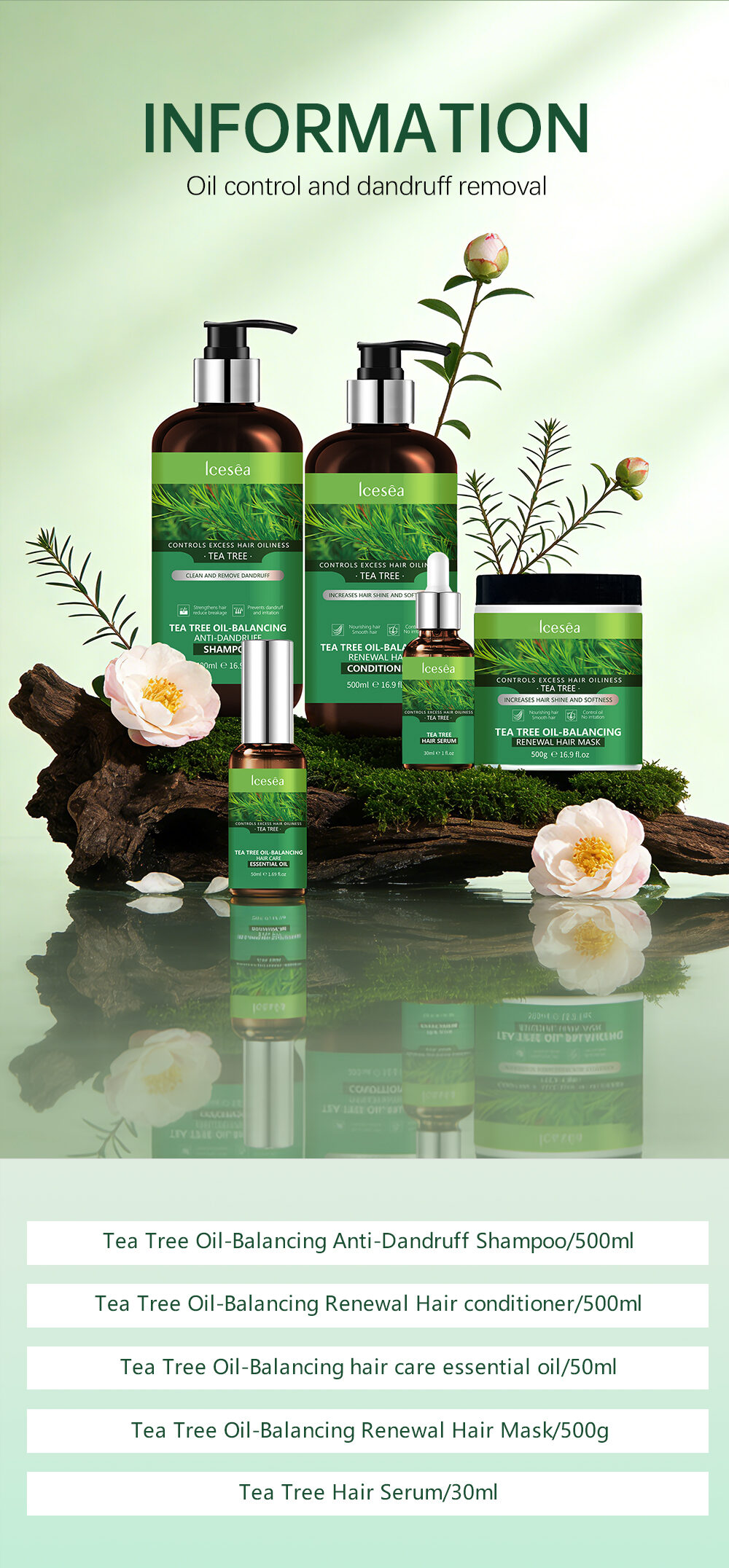 Lcesea Tea Tree Oil Control Series: Repair Damaged Hair, Remove Dandruff, and Control Oil(pic6)
