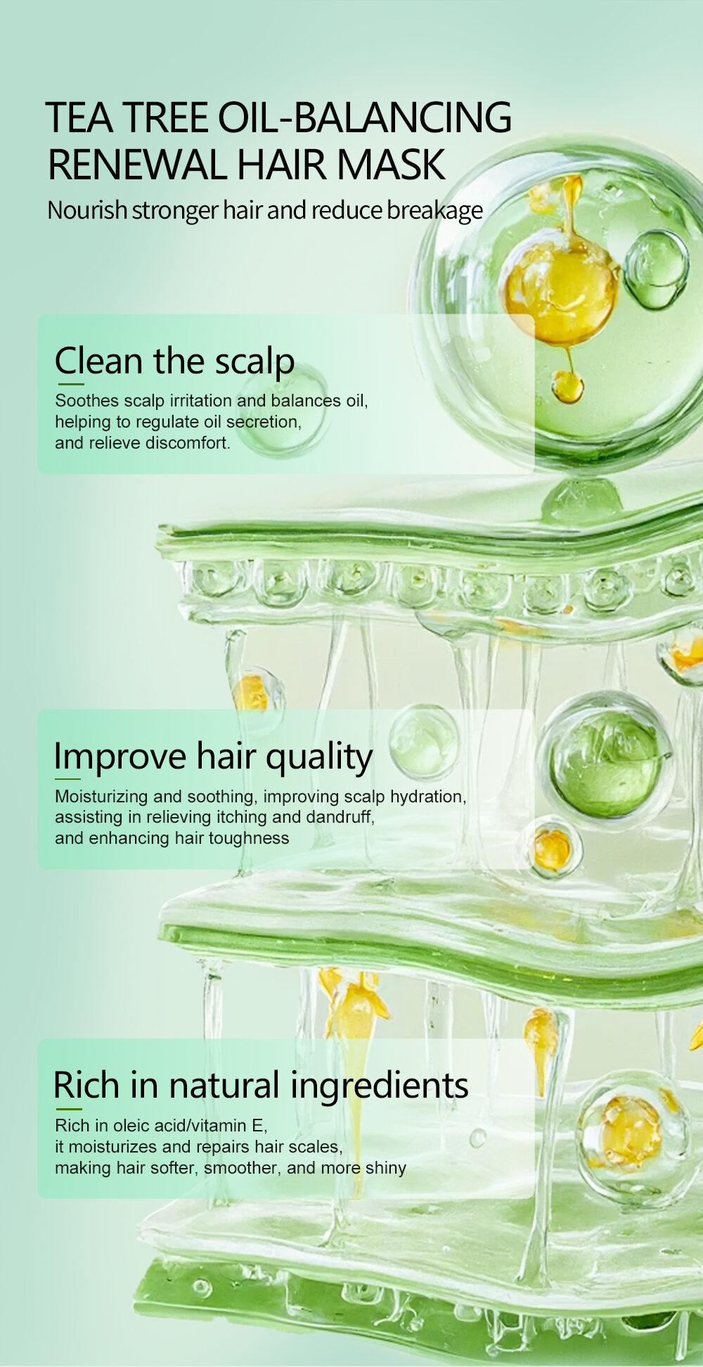 Icesea Tea Tree Oil Control Conditioning Hair Treatment, Repairing Damaged Hair Quality(pic4)