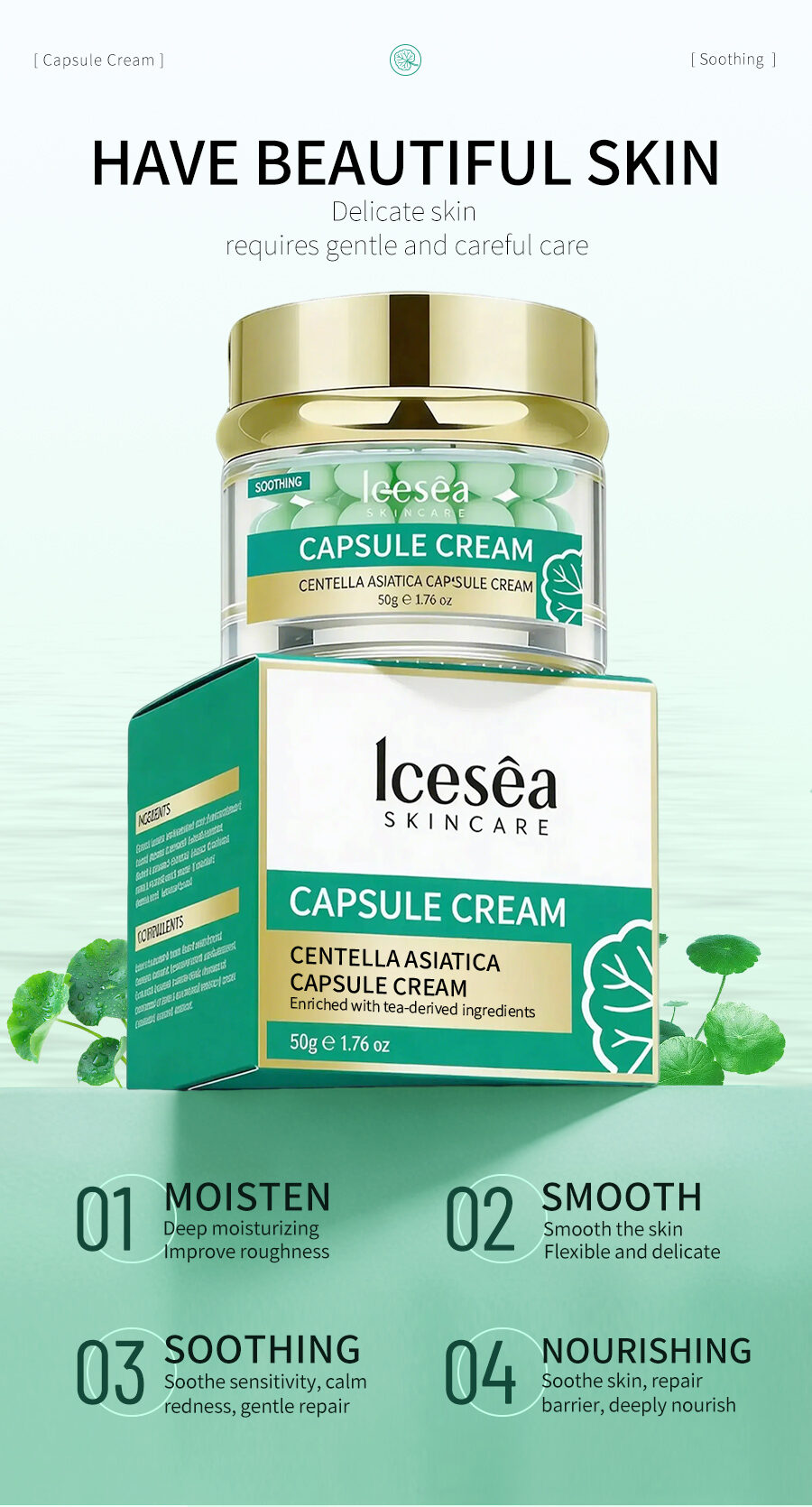 OEM Matcha Capsule Cream Face Moisturizer Age Defying Antioxidant for All Skin Types Hydrating Firming Brightening(pic3)