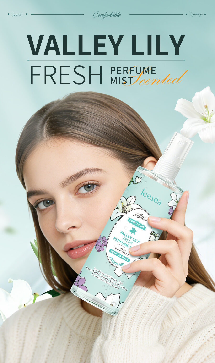 New Fashion Portable Perfume Body Mist Long-lasting Perfume Body Spray VALLEY LILY FRESH PERFUME MIST(pic1)