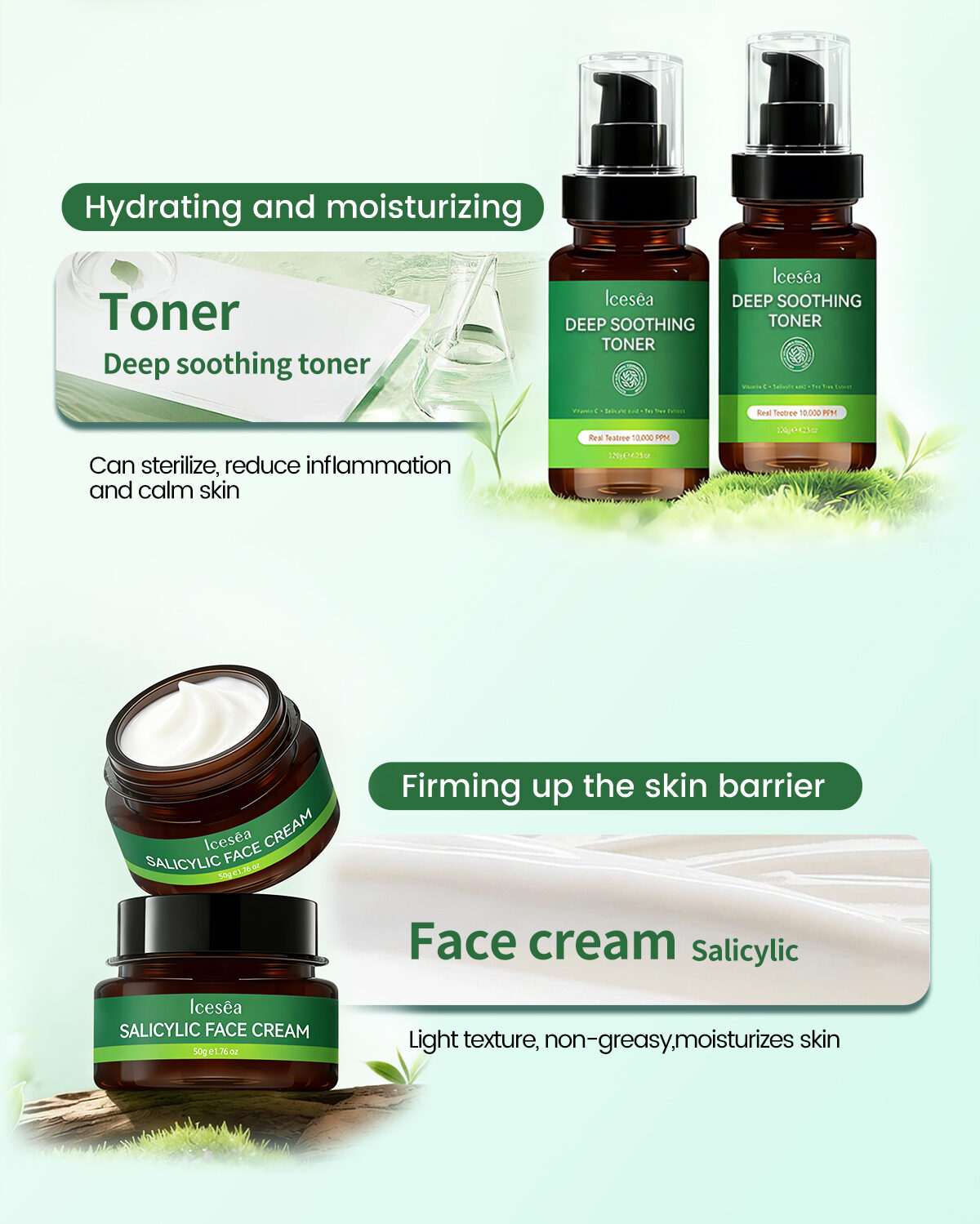 ICESEA Premium Australian Tea Tree Salicylic Acid Acne Care Set Mild Plant-Based Exfoliator Acne Scar Remover Serum Collection(pic6)