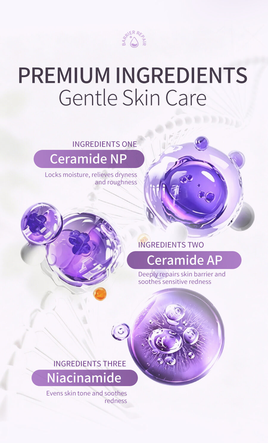 Private Label Barrier Repair Serum 30ml Ceramide Niacinamide OEM Skin Care(pic4)