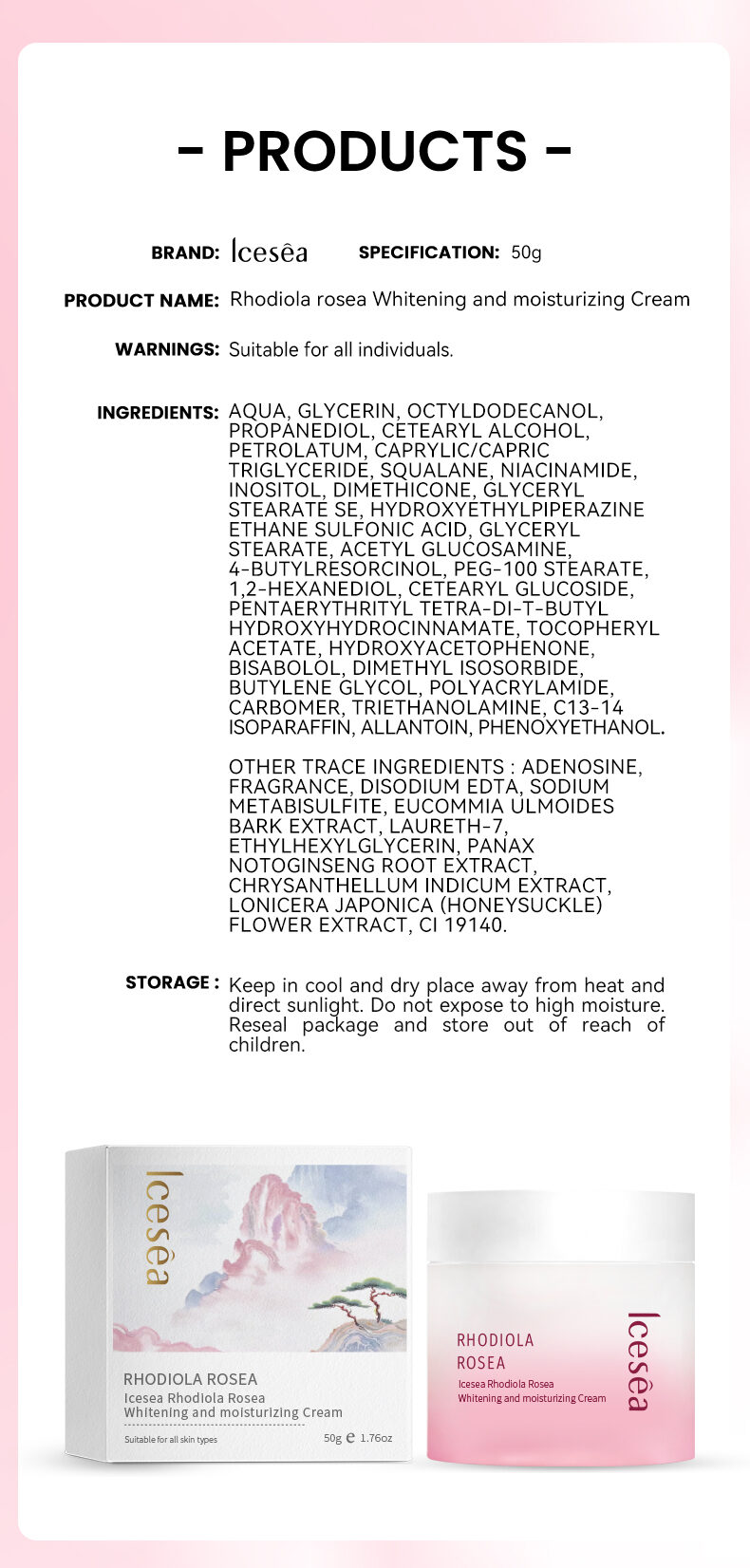 Icesea Rhodiola Rosea Moisturizing and Whitening Cream - Reduces Dark Spots(pic5)