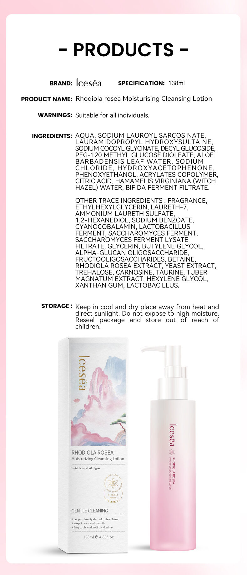 Icesea Rhodiola Rosea Moisturizing Cleansing Honey - Gentle and Non-irritating for Facial Cleansing.(pic5)