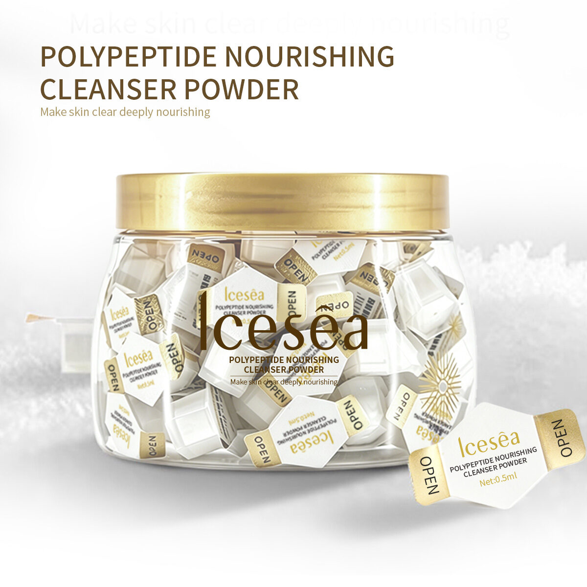 OEM/ODM Polypeptide Nourishing Cleanser Powder 0.5ml Deep Cleansing Gentle Face Wash Private Label(pic1)