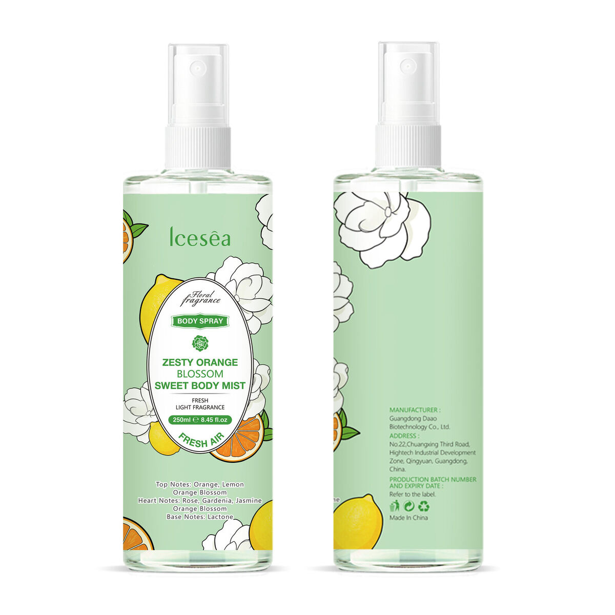 Custom Orange Body Mist, Factory Supply 