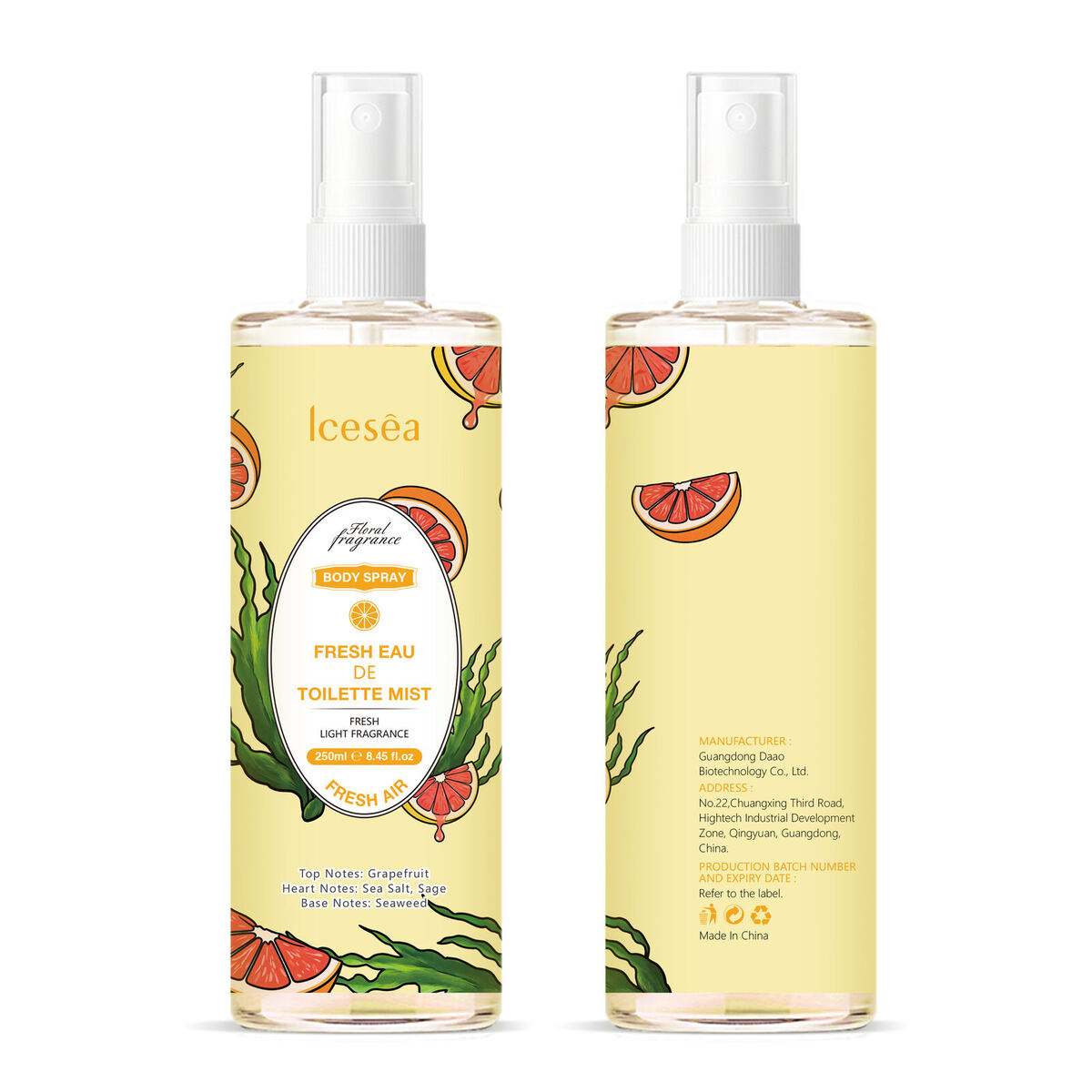 Custom Grapefruit Body Mist, Factory Sup