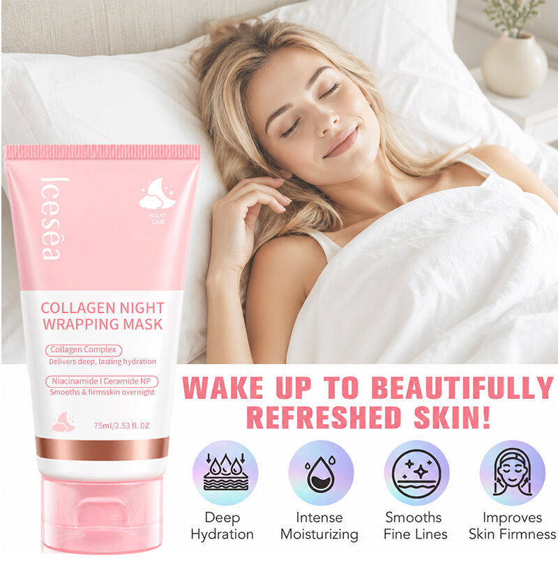 Icesea Collagen Night Wrapping Gel 75ml Peeling Face with Niacinamide & Ceramide for Deep Hydration & Firming Revitalizing(pic2)