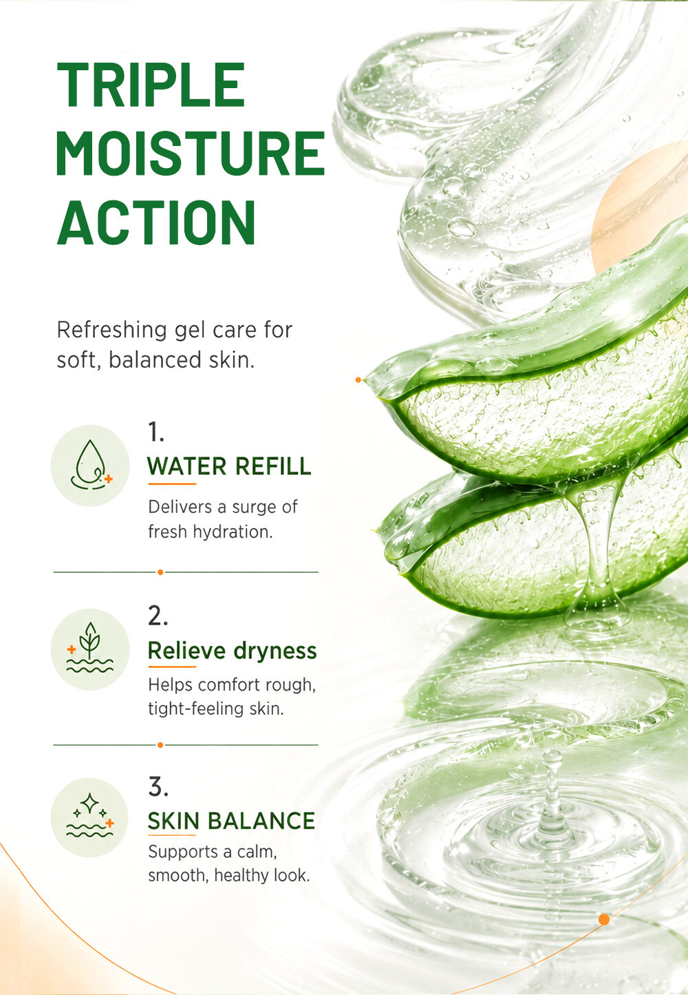 OEM 15% Organic Aloe Vera Gel with Sodium Hyaluronate Soothing Calming for Redness Prone Skin Private Label(pic3)