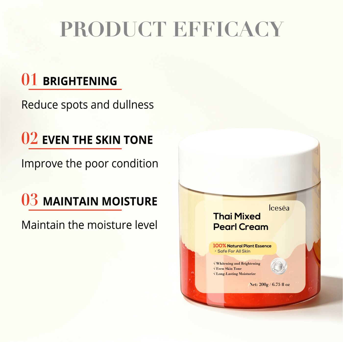 Private Label Thai Mixed Pearl Cream OEM Glutathione Arbutin Brightening for Dark Spots Anti Aging Face Care Wholesale(pic3)